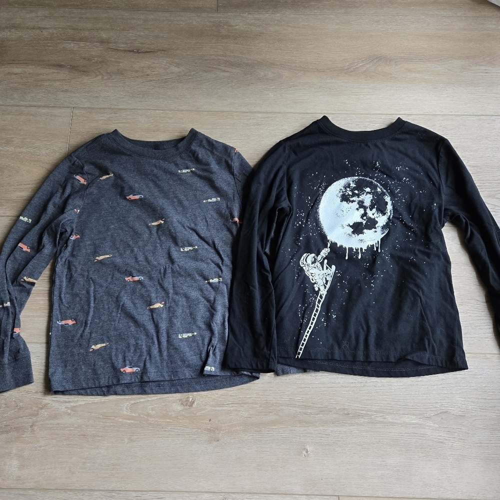 Cat & Jack Astronaut & Cars Long Sleeve T-Shirts set of 2 EUC